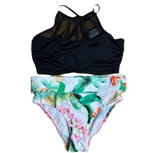 NWT Pour Moi Black Bikini Top & Tropical Swim Bottom